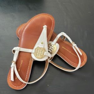Tommy Hilfiger white and gold sandals